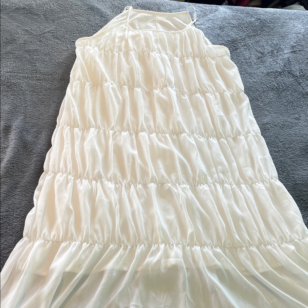 White new spaghetti strap sundress maxi
